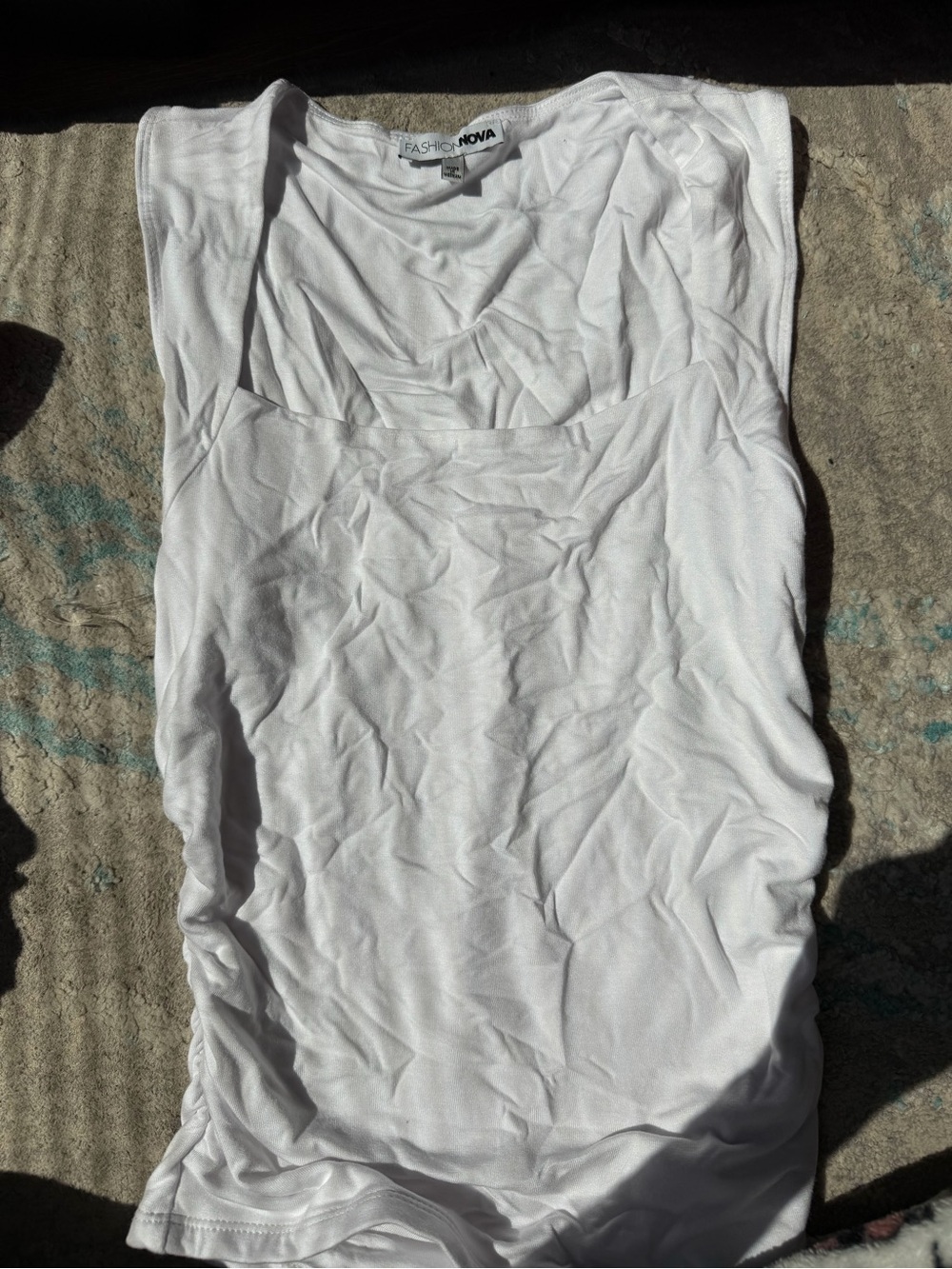 Fashion Nova White Ruched Side Tank Top - Women's